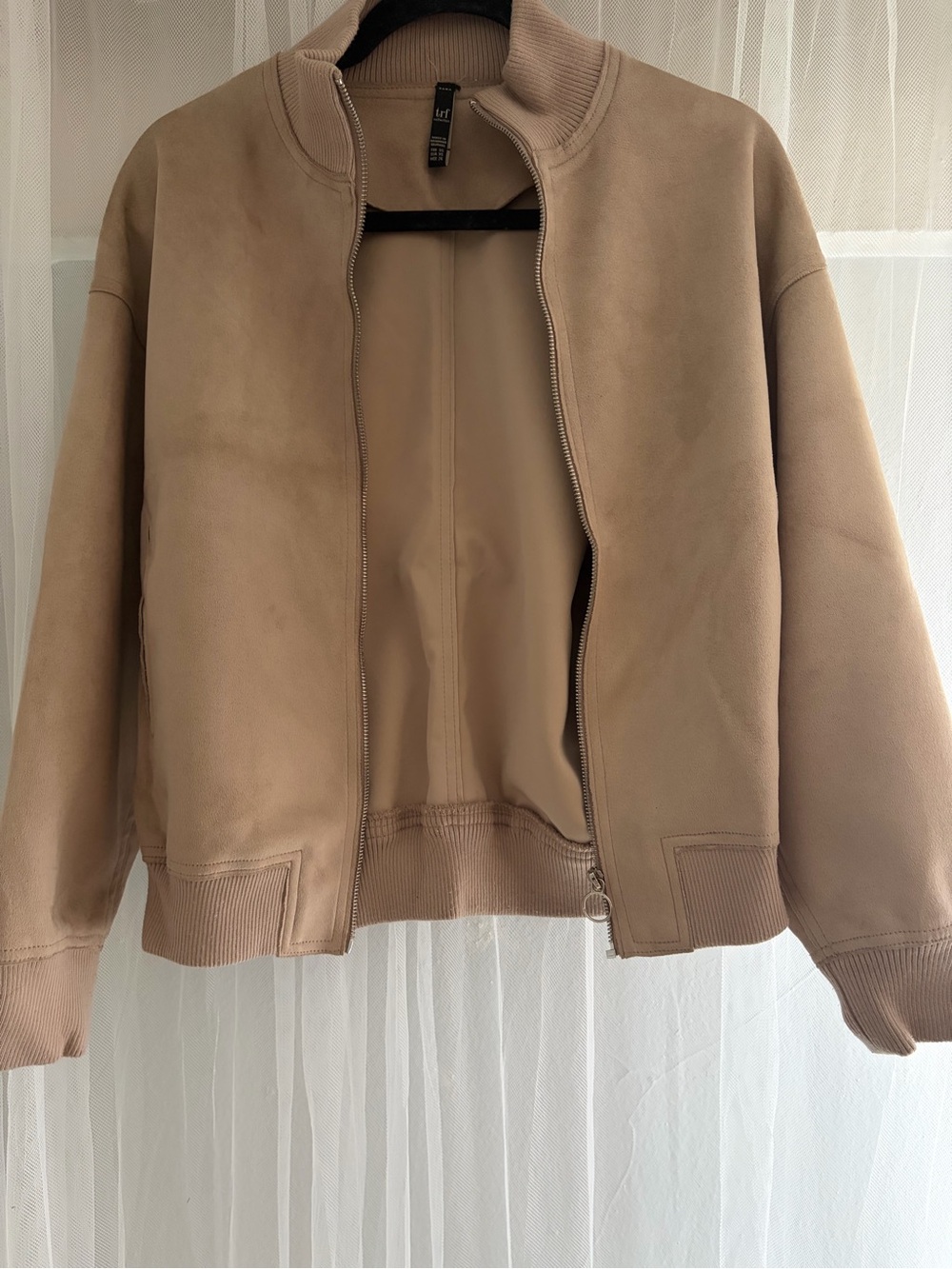 Women’s Beige Bomber Jacket - Classic Zip Front